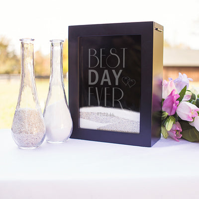 Personalized Best Day Ever Black Unity Sand Ceremony Shadow Box Set