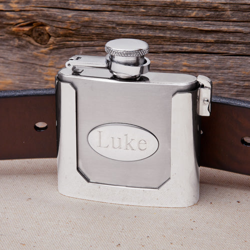Stainless Steel Belt Buckle Flask 2oz.