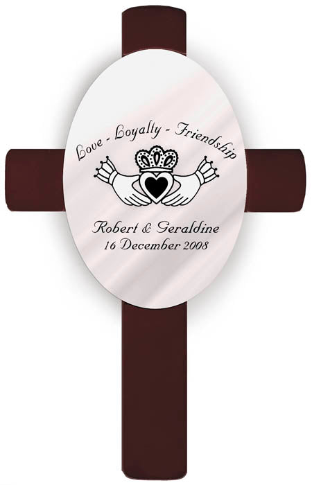 Personalized Oval Wedding Cross - E5 Claddagh