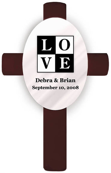 Personalized Oval Wedding Cross - T18 Love
