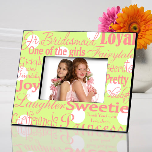 Personalized Jr. Bridesmaid Frame - Green Dots