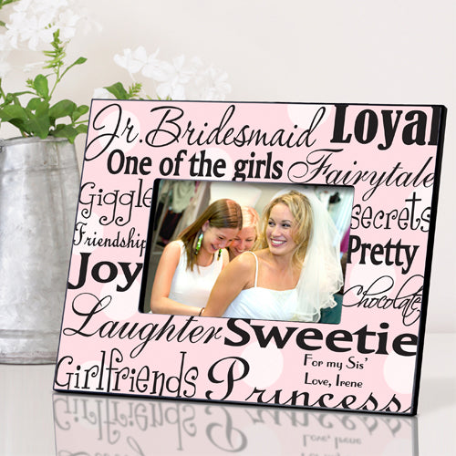 Personalized Jr. Bridesmaid Frame - Pink Dots