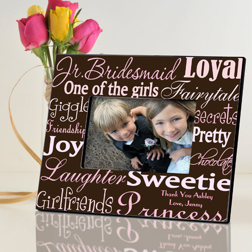 Personalized Jr. Bridesmaid Frame - Pink/Brown