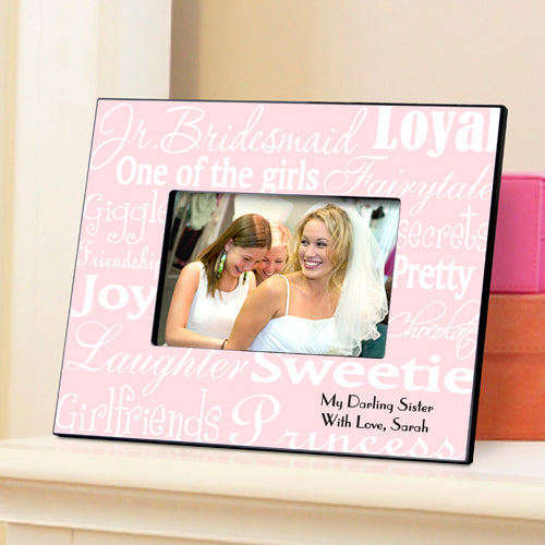 Personalized Jr. Bridesmaid Frame - White/Pink
