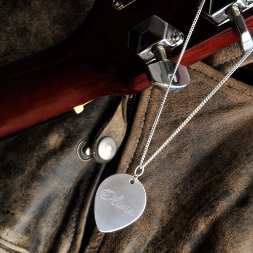 Sterling Guitar Pick Necklace
