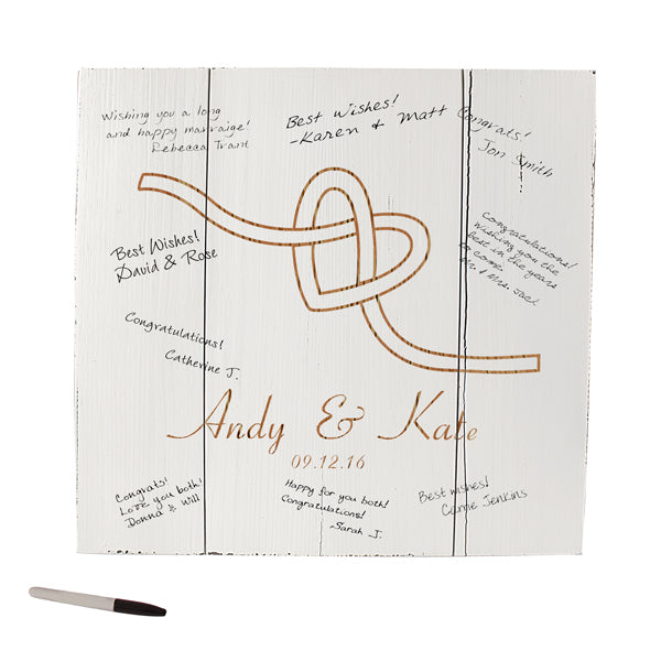 Personalized Tie the Knot Wood Art Guest Book