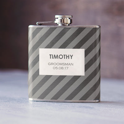 Personalized Grey on Grey Tie Pattern Custom Flask