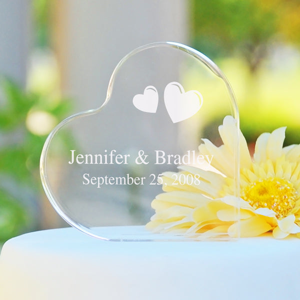 Personalized Acrylic Heart Cake Topper