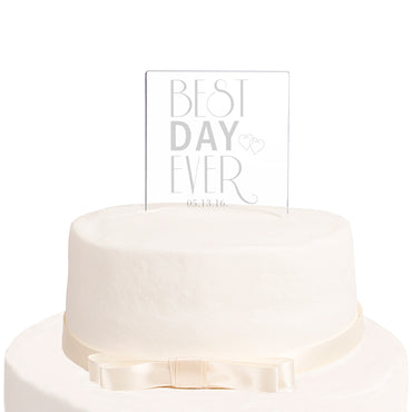 Personalized Best Day Ever Acrylic Square Cake Topper