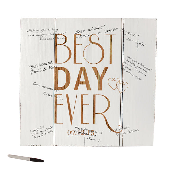 Personalized Best Day Ever Wood Art Guest Book
