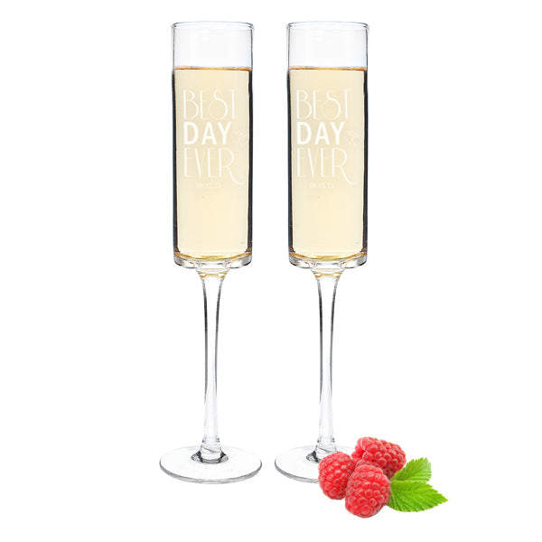 Personalized Best Day Ever 8 oz. Contemporary Champagne Flutes