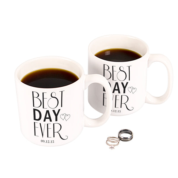 Personalized Best Day Ever 20 oz. Large Coffee Mugs (Set of 2)