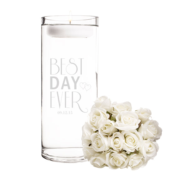 Personalized Best Day Ever Floating Unity Candle