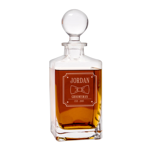 Personalized Groomsman Bow Tie 32 oz. Square Whiskey Decanter