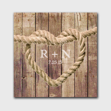 Personalized Knot Canvas Sign - Brown Wood Background Design