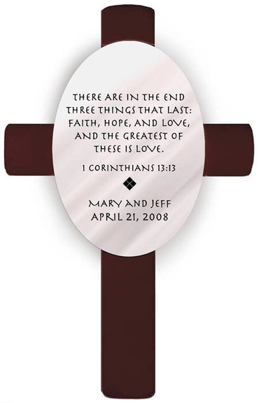 Personalized Oval Wedding Cross - P15 1 Corinthians