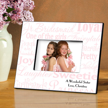 Personalized Jr. Bridesmaid Frame - Pink/White