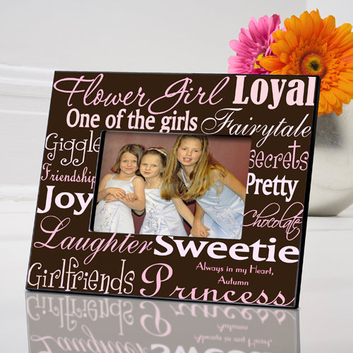 Personalized Flowergirl Frame - Pink/Brown