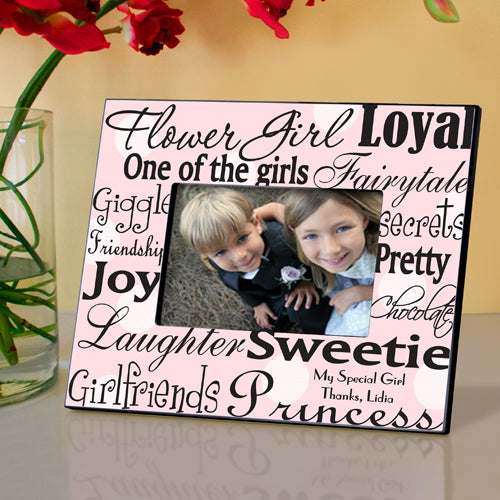 Personalized Flowergirl Frame - Pink Dots