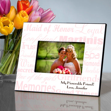Maid of Honor Frame - Pink on White