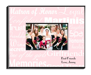 Matron of Honor Frame - White on Pink