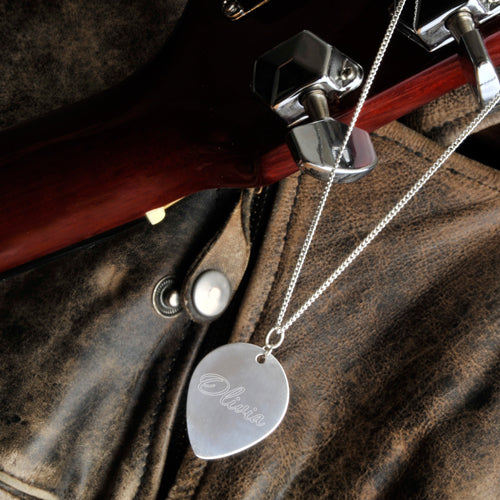 Sterling Guitar Pick Necklace