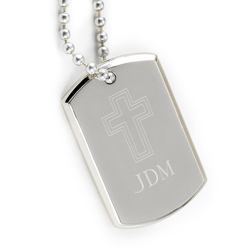 Small Inspirational Dog Tag with Engraved Cross