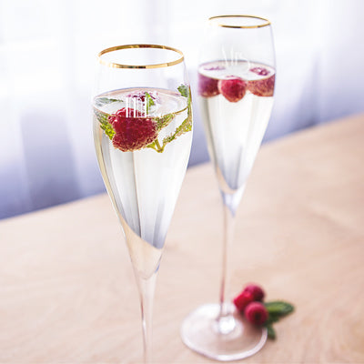 Mr. & Mrs. Gatsby Gold Rim Champagne Flutes