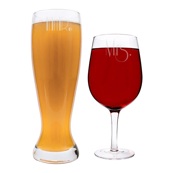 Mr. & Mrs. Gatsby XL Beer and Wine Glass Set