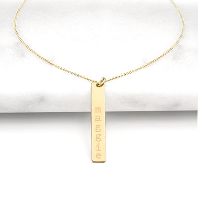 A Gold Personalized Vertical Bar Necklace