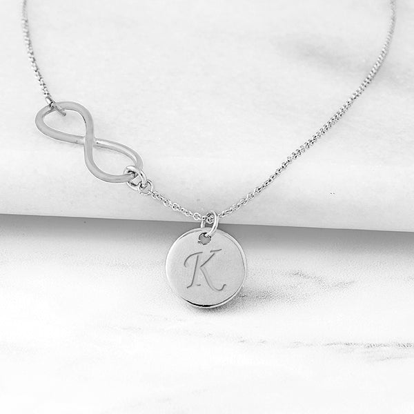 Silver Personalized Infinity Necklace with Charm