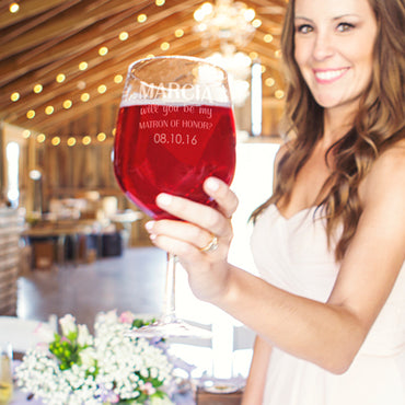 Personalized Will You Be My Matron of Honor? 25 oz. XL Wine Glass