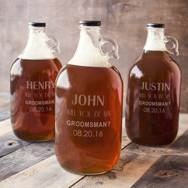 Personalized Will You Be My Groomsman? 64 oz. Craft Beer Growler