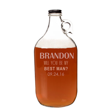 Personalized Will You Be My Best Man? 64 oz. Craft Beer Growler