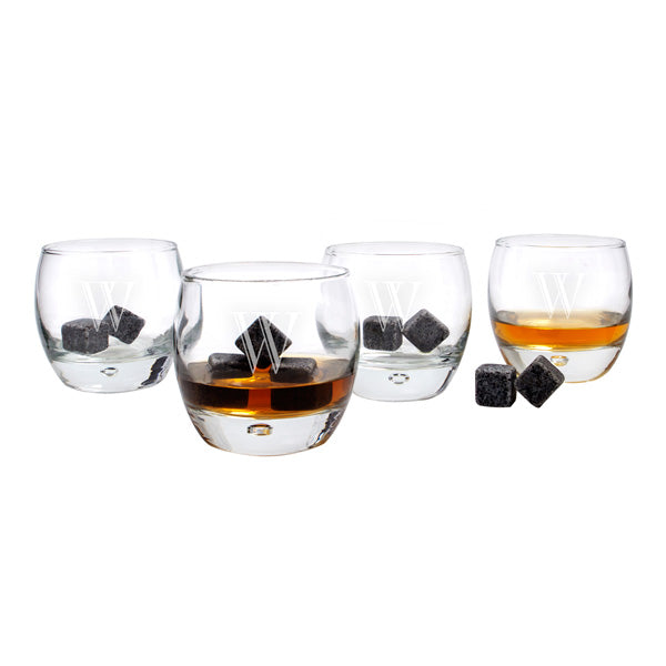 Personalized Heavy Based Whiskey Glasses with Whiskey Soapstones